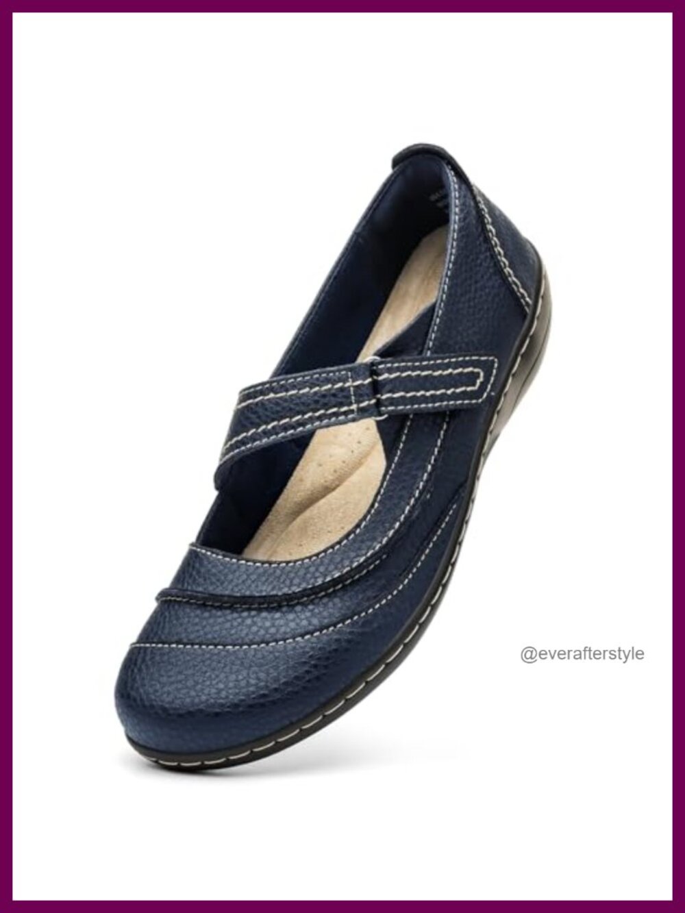 Women's Leather Mary Jane Flats Comfort Lightweight Business Casual Work Shoes